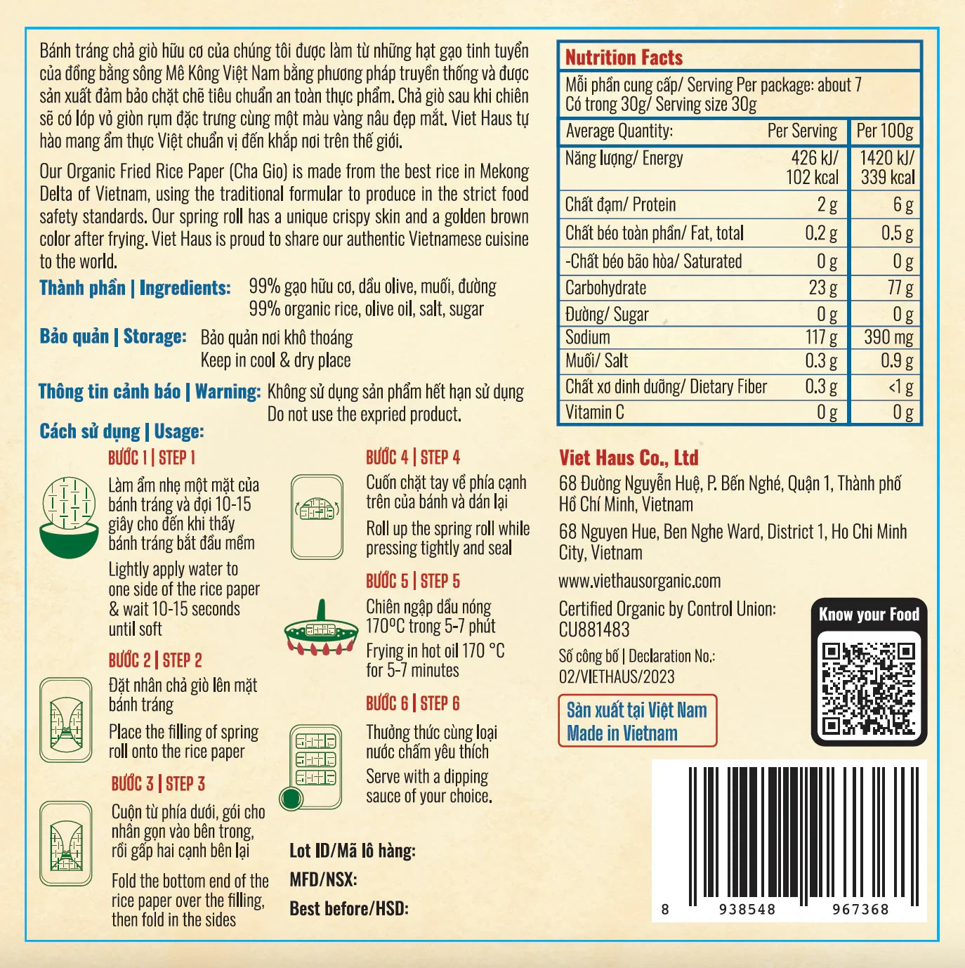 Organic Fried Rice Paper 200G