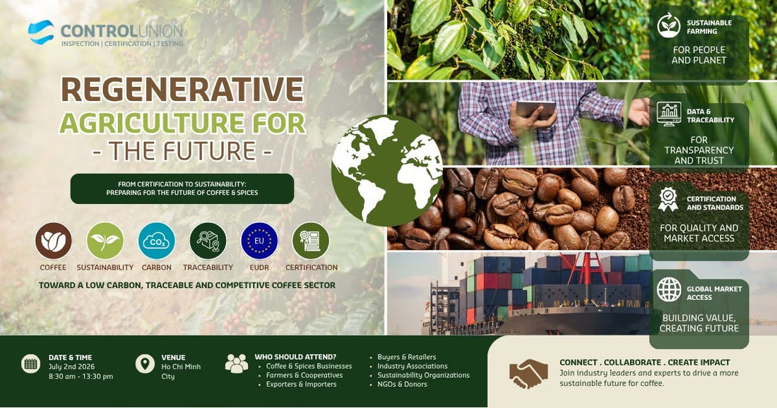 Infographic for Control Union's Regenerative Agriculture for the Future event focusing on coffee.