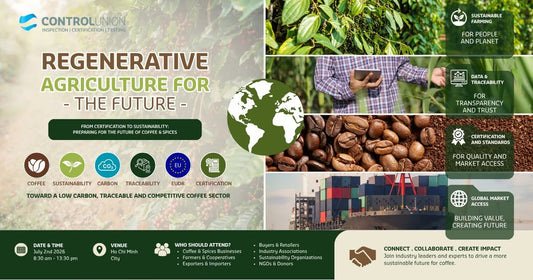 Infographic for Control Union's Regenerative Agriculture for the Future event focusing on coffee.