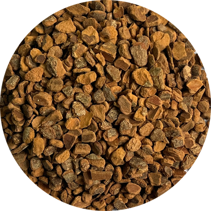 Uniform 4-8mm cut and sifted Viet Haus organic forest cassia cinnamon pieces, showing rich reddish-brown bark texture for loose tea and botanical extraction.