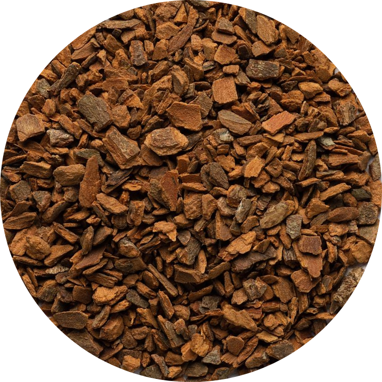 Dried organic cinnamon bark pieces, cut and sifted
