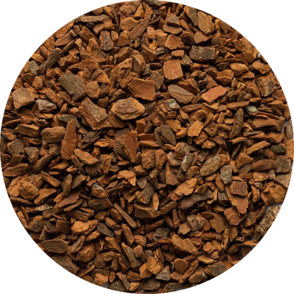 Dried organic cinnamon bark pieces, cut and sifted
