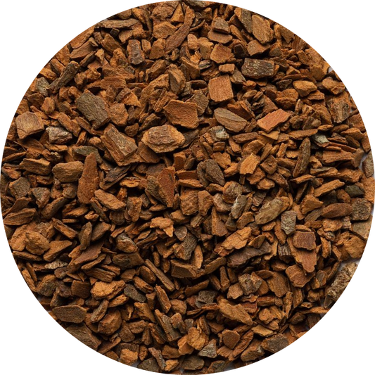 Dried organic cinnamon bark pieces, cut and sifted