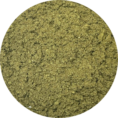 Fine texture of organic dried botanicals and herbs powder