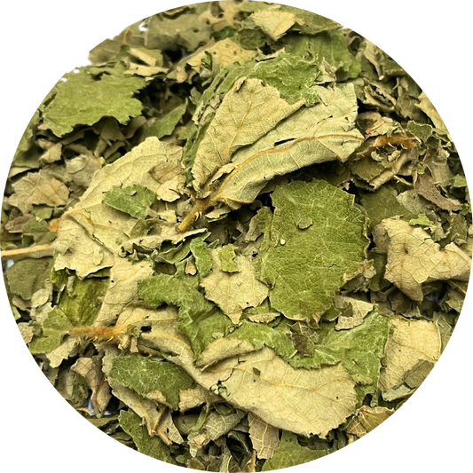 Dried organic green botanical herb leaves - wild raspberry leaf for natural flavoring and herbal infusions.