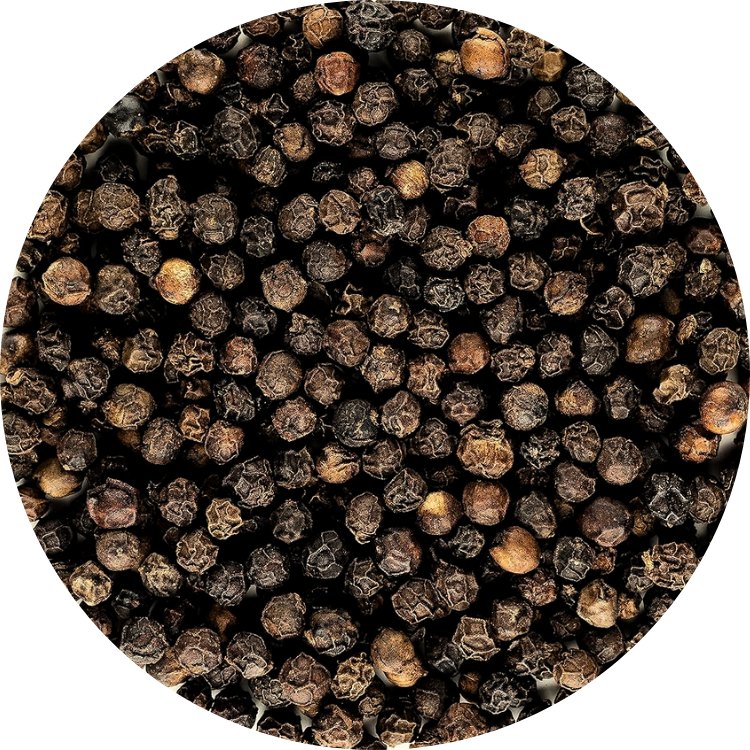Organic black Vinh Linh pepper from Viet Haus, known for its bold aroma, high density, and intense spiciness.