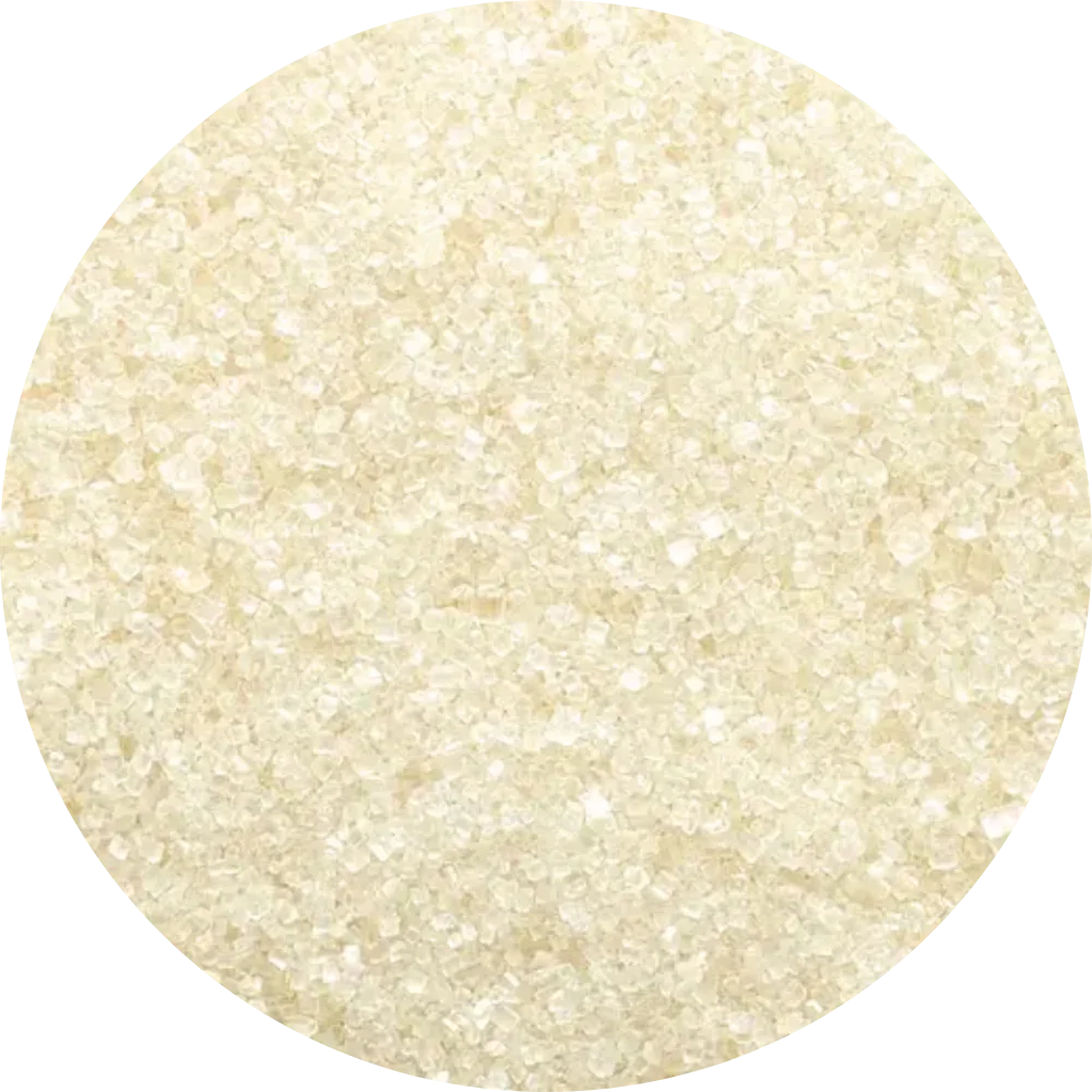 Light golden organic cane sugar with a fine crystalline texture and a natural unrefined finish