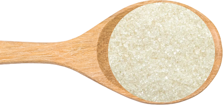 Unrefined golden organic cane sugar grains with a natural mineral-rich texture, sourced from Laos and Southern Vietnam.