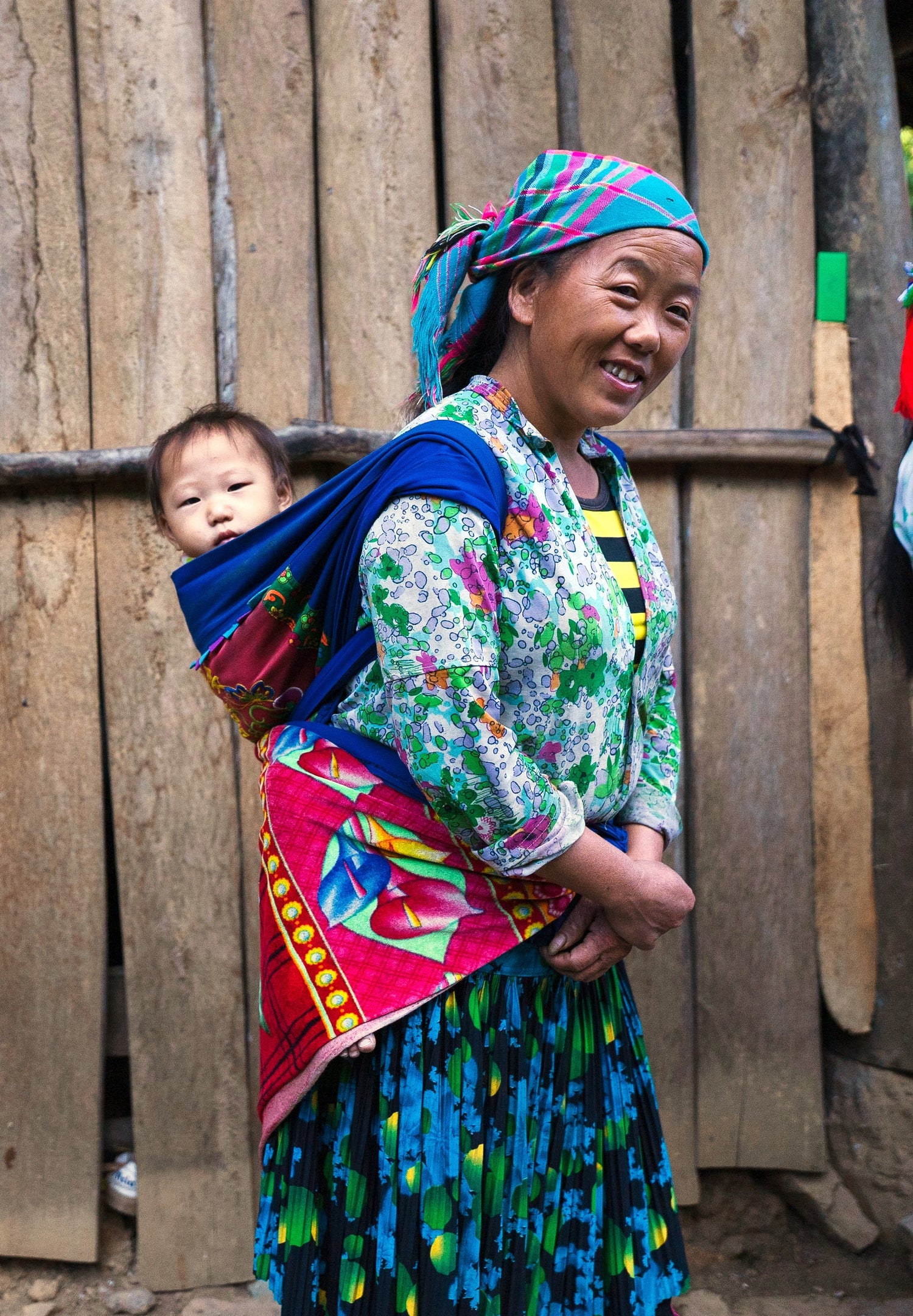 Local ethnic minority farmers in North Vietnam, the primary growers of organic cassia cinnamon, in traditional attire within their village