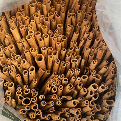 Organic cassia cinnamon sticks naturally curled after the sun-drying process