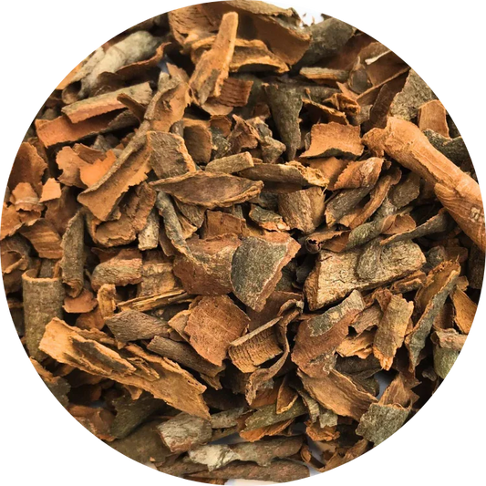 Broken pieces of organic Vietnamese cinnamon bark, showing thick layers