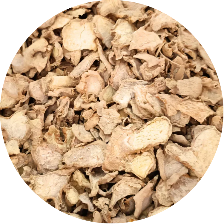 Premium organic dried ginger slices from Viet Haus with a vibrant yellow color and concentrated spicy flavor.