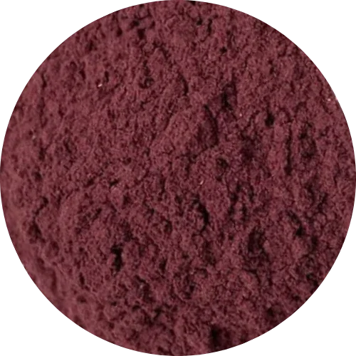 Fine organic hibiscus powder from Vietnam, showing its natural deep red pigment and uniform texture.