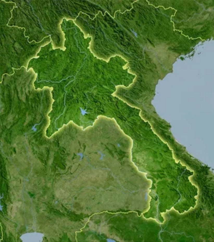 Map of Laos showing the organic sourcing regions for Viet Haus ingredients